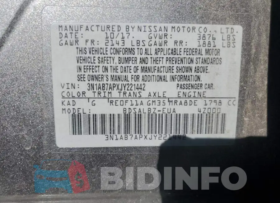 3N1AB7APXJY221442 Photo# 12