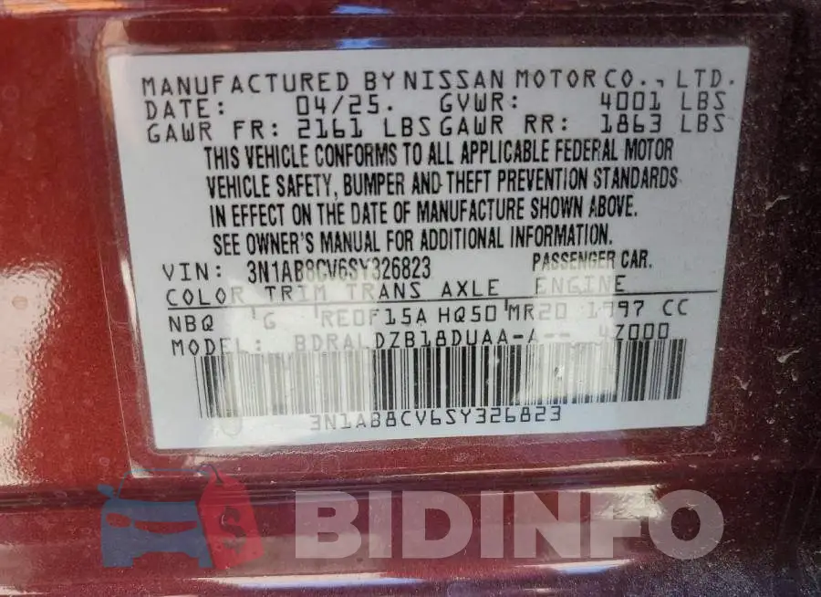 3N1AB8CV6SY326823 Photo# 12