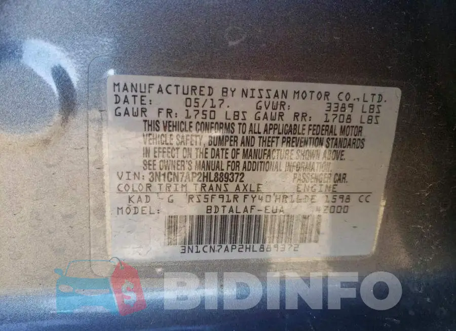 3N1CN7AP2HL889372 Photo# 12