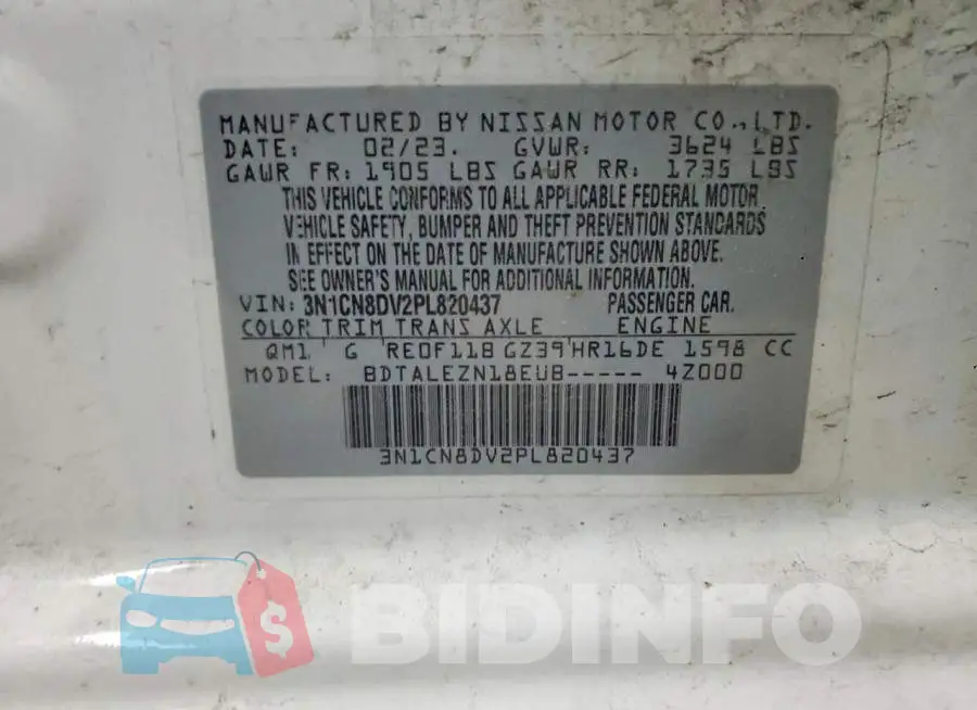 3N1CN8DV2PL820437 Photo# 12