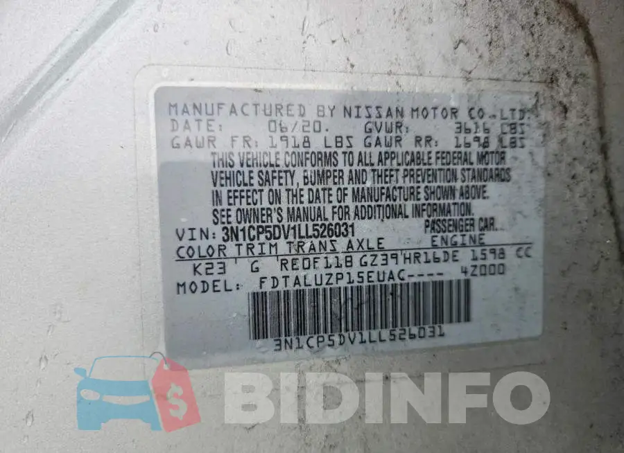 3N1CP5DV1LL526031 Photo# 14