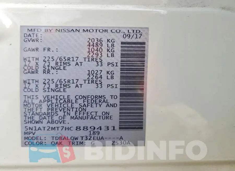 5N1AT2MT7HC889431 Photo# 13