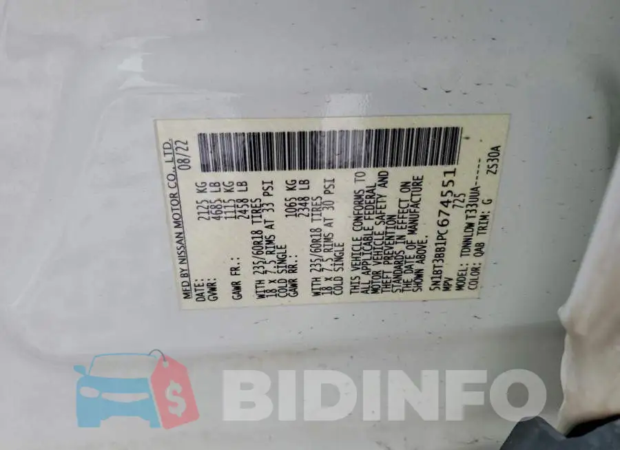 5N1BT3BB1PC674551 Photo# 12