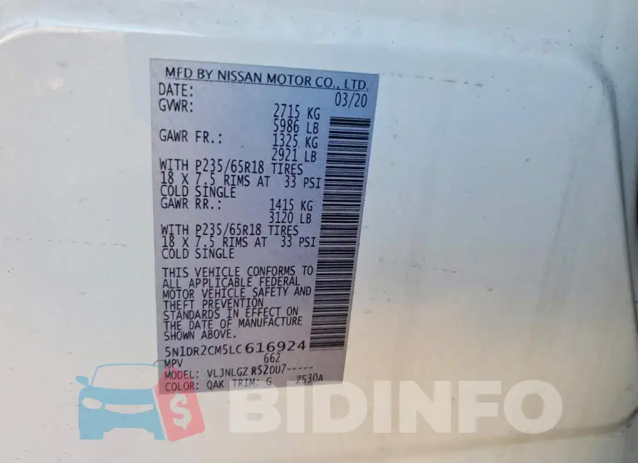 5N1DR2CM5LC616924 Photo# 13