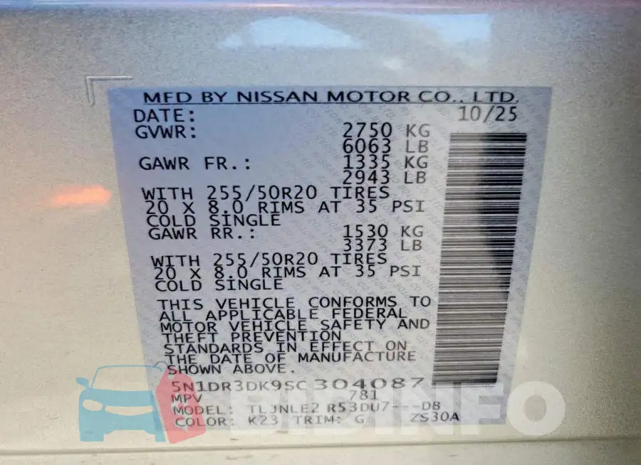 5N1DR3DK9SC304087 Photo# 13