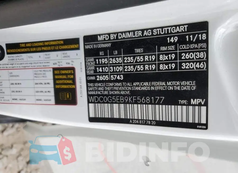 WDC0G5EB9KF568177 Photo# 13