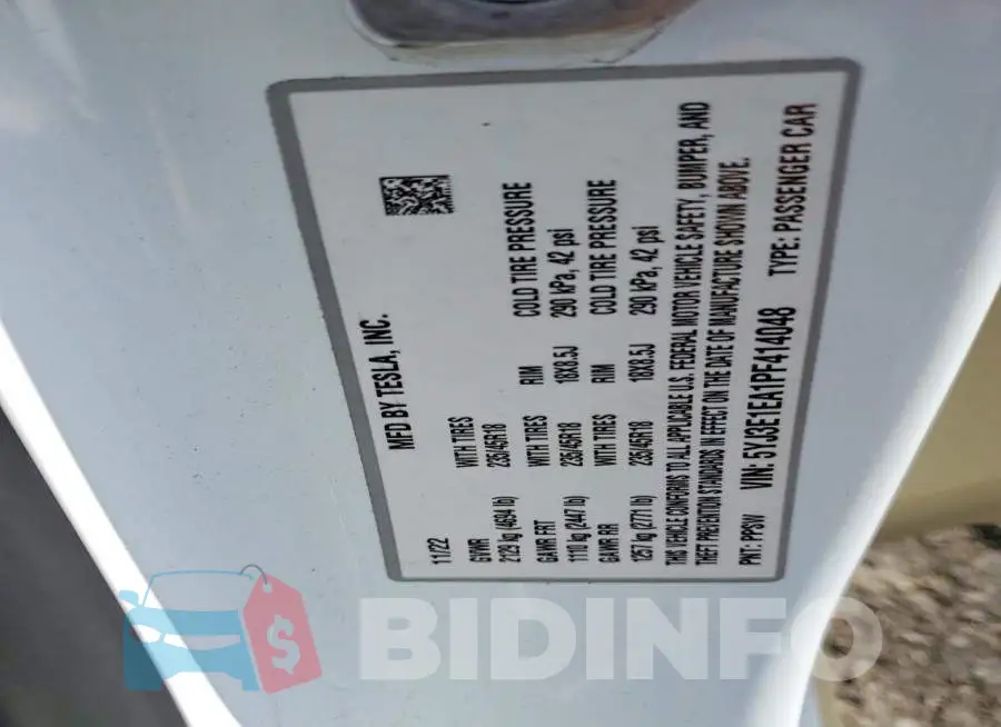5YJ3E1EA1PF414048 Photo# 12