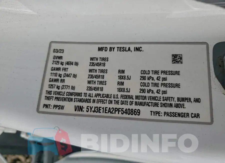5YJ3E1EA2PF540869 Photo# 13
