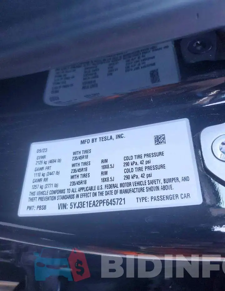 5YJ3E1EA2PF645721 Photo# 13
