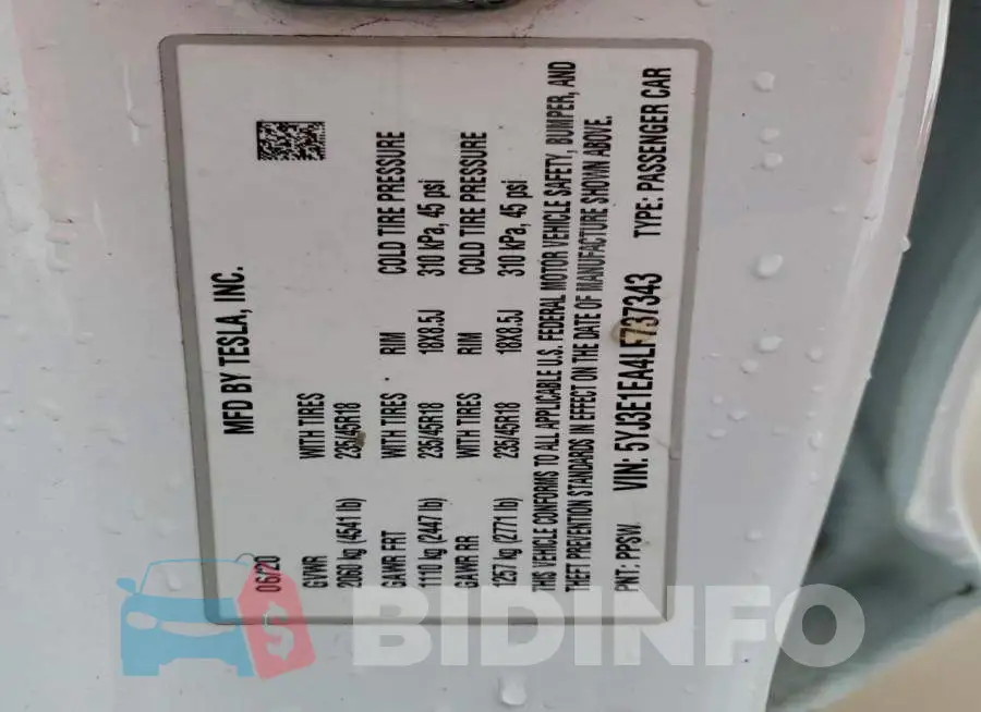 5YJ3E1EA4LF737343 Photo# 13