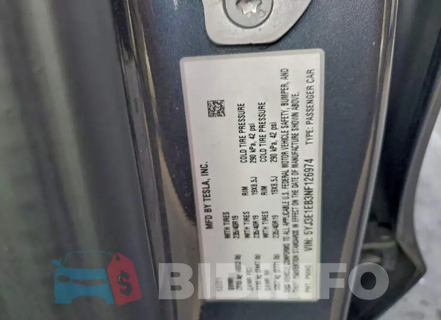5YJ3E1EB3NF126974 Photo# 12