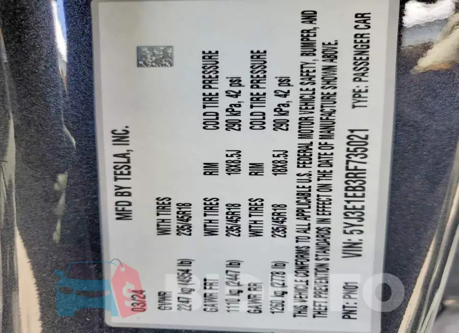 5YJ3E1EB3RF735021 Photo# 12