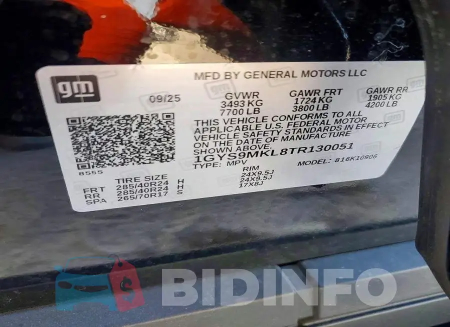 1GYS9MKL8TR130051 Photo# 13