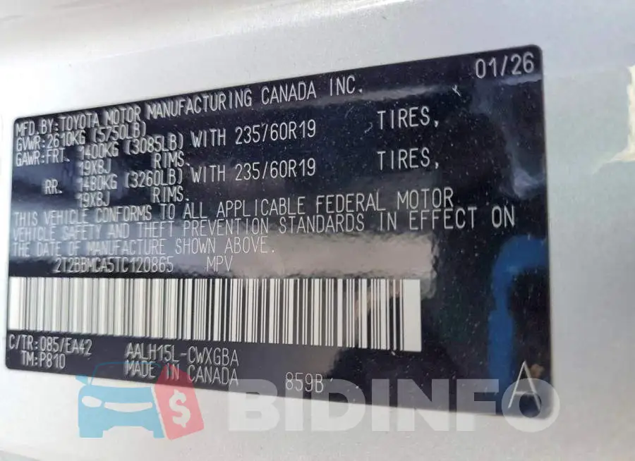 2T2BBMCA5TC120865 Photo# 14