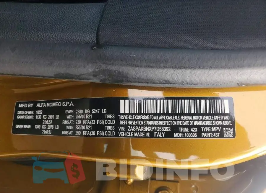 ZASPAKBNXP7D58392 Photo# 13