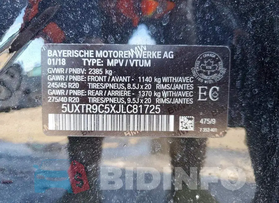 5UXTR9C5XJLC81725 Photo# 13