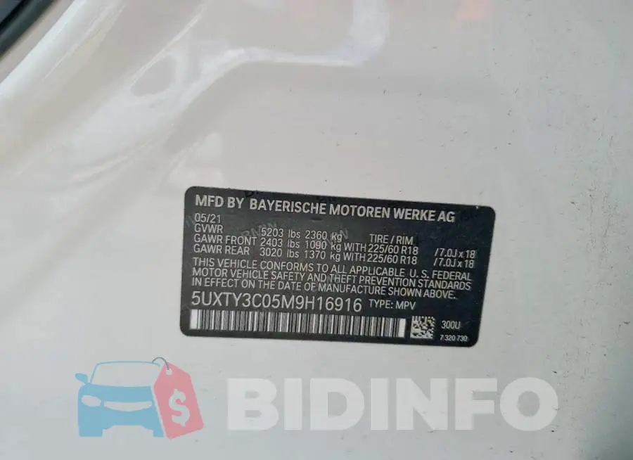 5UXTY3C05M9H16916 Photo# 13
