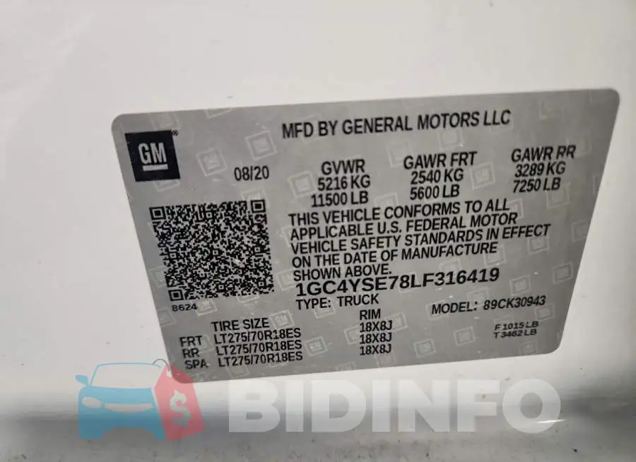 1GC4YSE78LF316419 Photo# 12