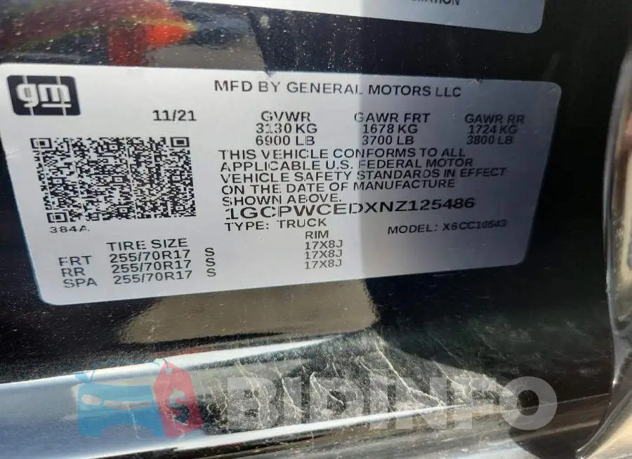 1GCPWCEDXNZ125486 Photo# 12