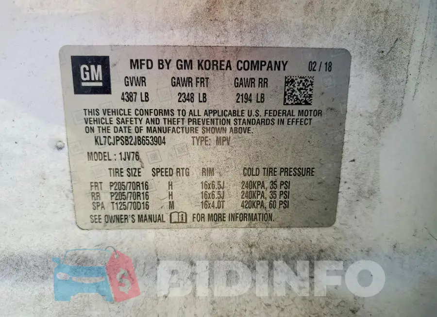 KL7CJPSB2JB653904 Photo# 13