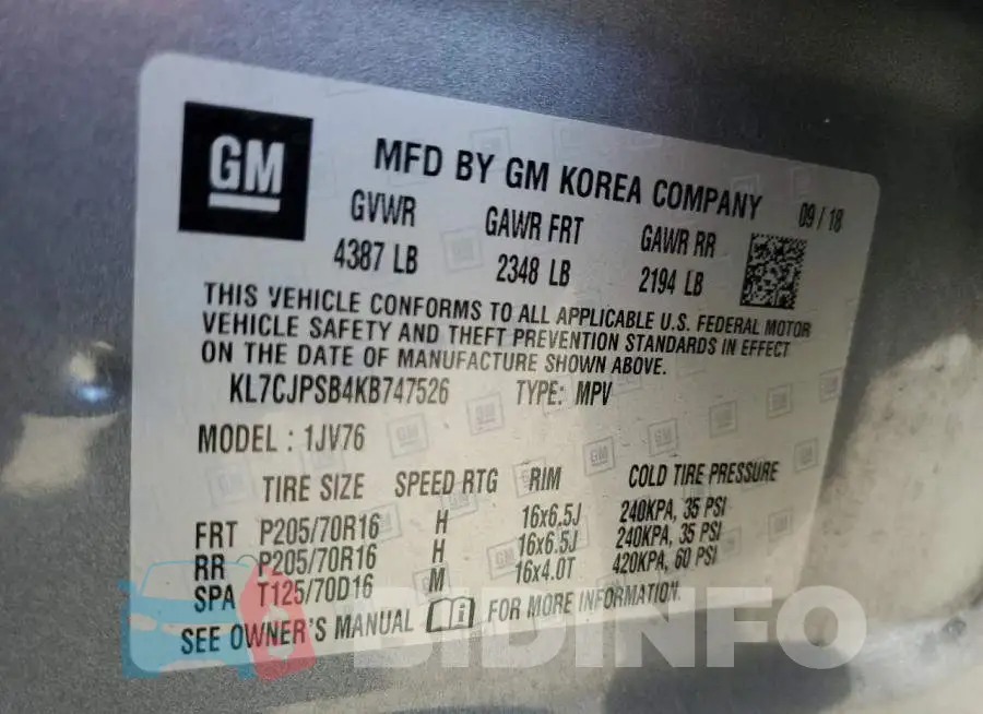 KL7CJPSB4KB747526 Photo# 12