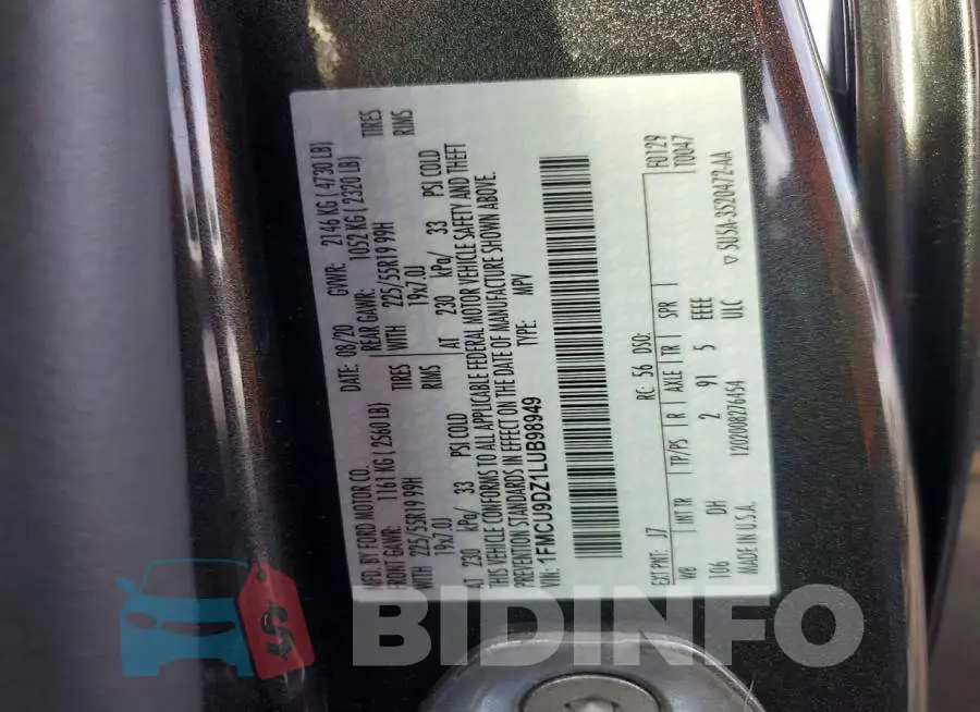 1FMCU9DZ1LUB98949 Photo# 13