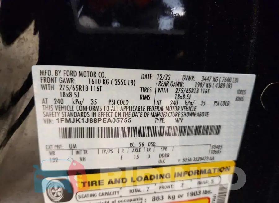 1FMJK1J88PEA05755 Photo# 13