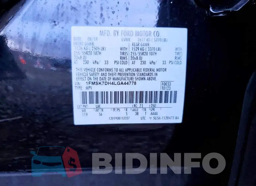 1FMSK7DH4LGA44778 Photo# 13