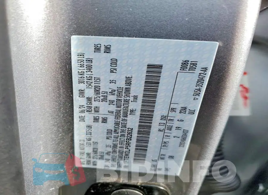 1FTEW2LP5RFB22632 Photo# 12