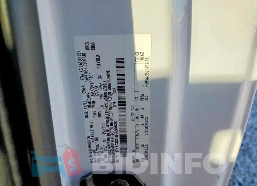 1FTEX1C8XHFA89030 Photo# 13