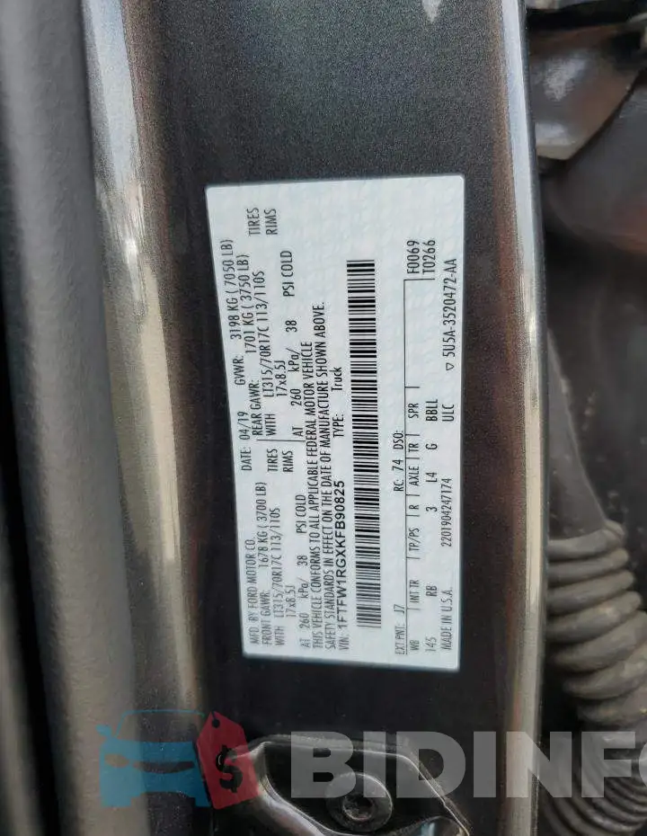 1FTFW1RGXKFB90825 Photo# 12