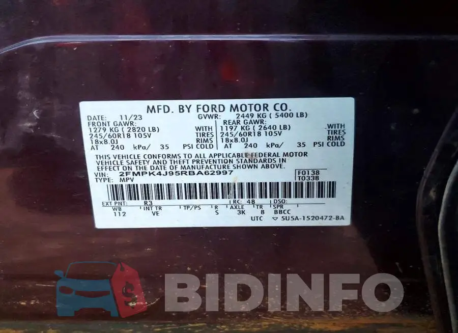 2FMPK4J95RBA62997 Photo# 13