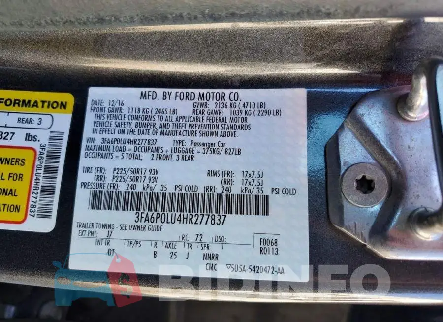 3FA6P0LU4HR277837 Photo# 12