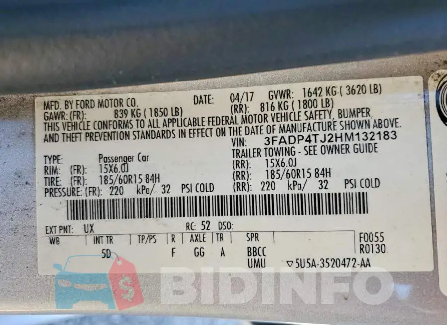 3FADP4TJ2HM132183 Photo# 12