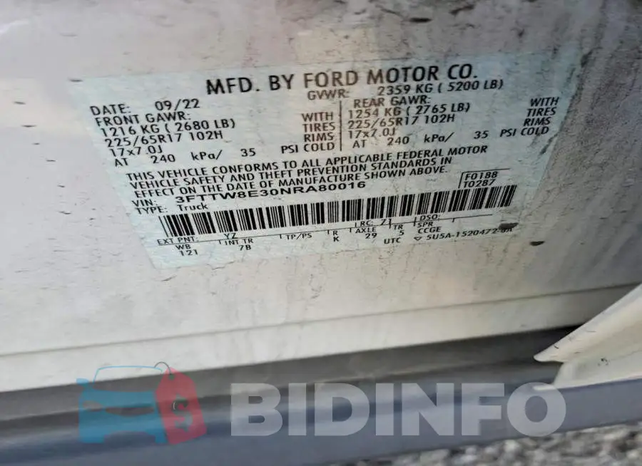 3FTTW8E30NRA80016 Photo# 12
