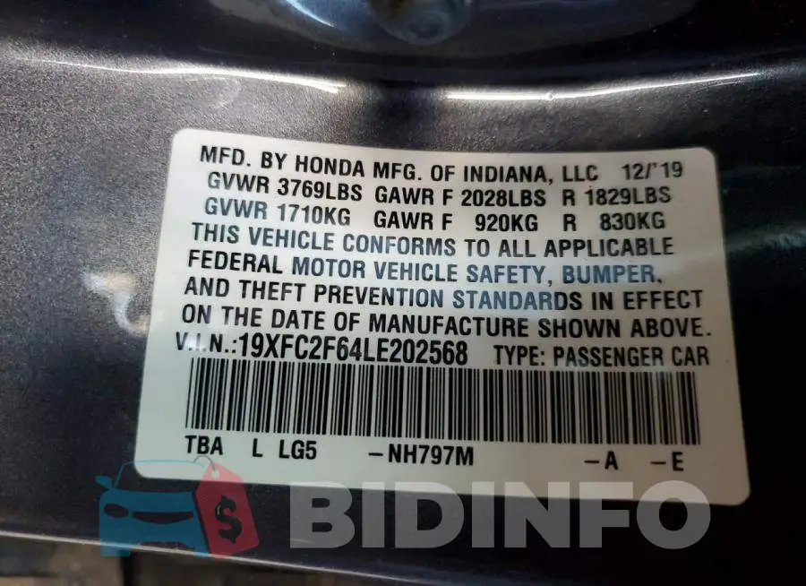 19XFC2F64LE202568 Photo# 12