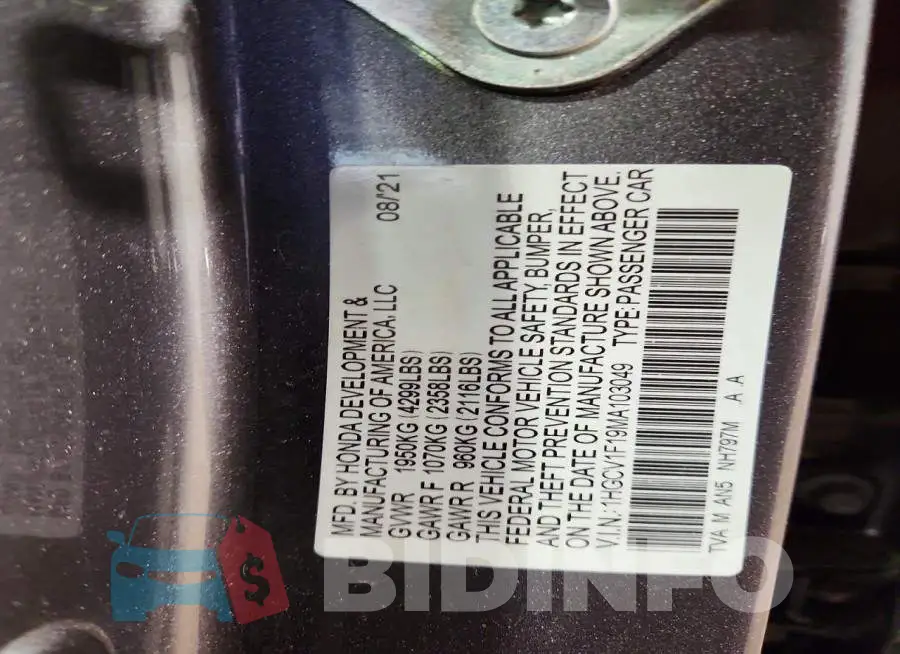 1HGCV1F19MA103049 Photo# 12