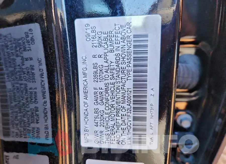 1HGCV1F32LA000121 Photo# 13