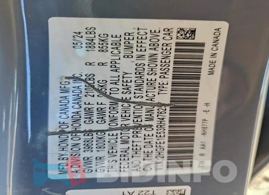 2HGFE1E53RH476257 Photo# 12