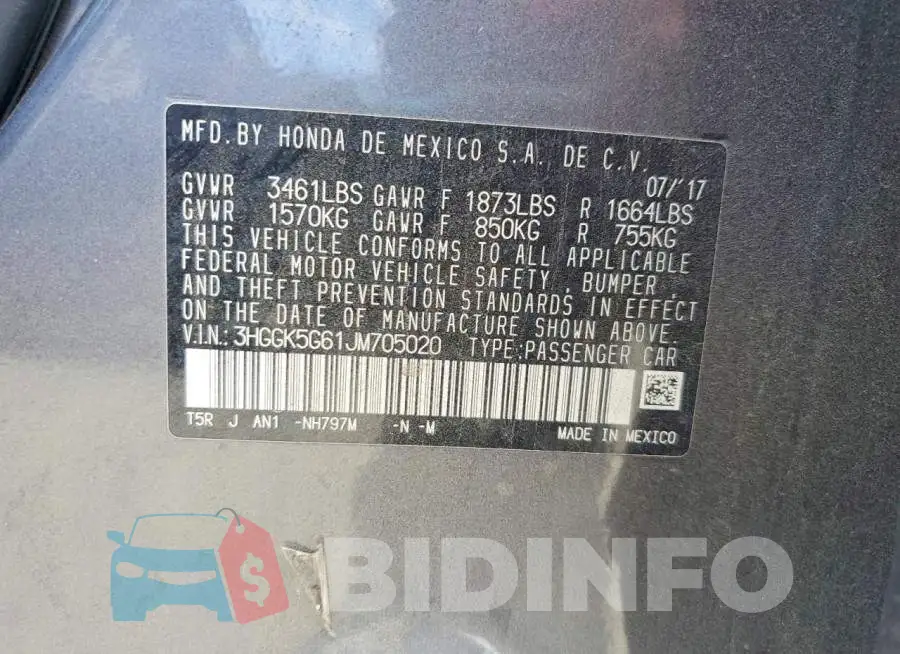 3HGGK5G61JM705020 Photo# 13