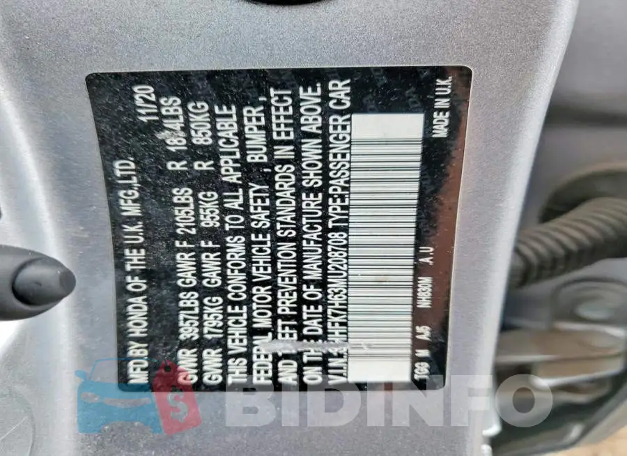 SHHFK7H63MU208708 Photo# 12
