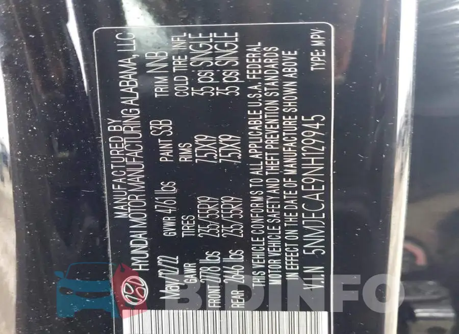 5NMJECAE9NH129945 Photo# 14