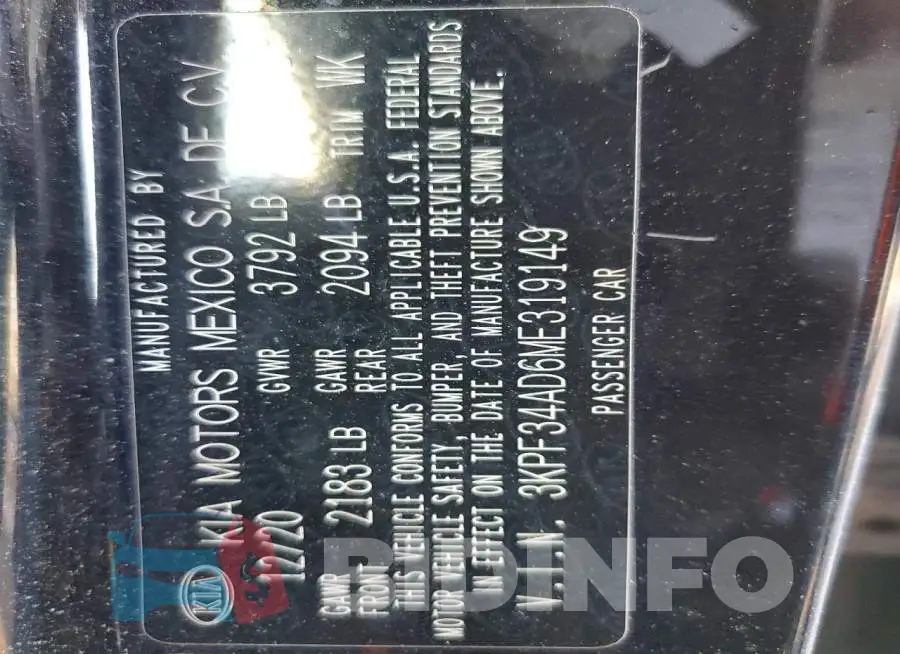 3KPF34AD6ME319149 Photo# 12