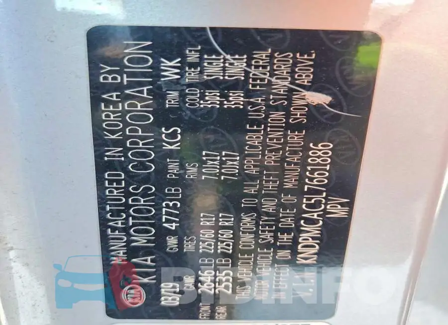 KNDPMCAC5L7661886 Photo# 13