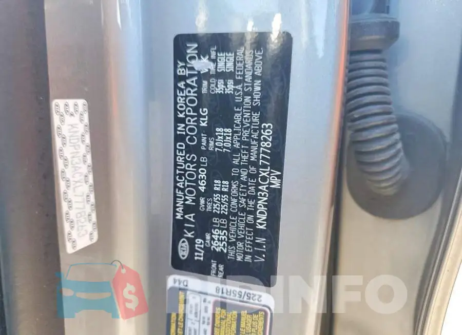 KNDPN3ACXL7778263 Photo# 14