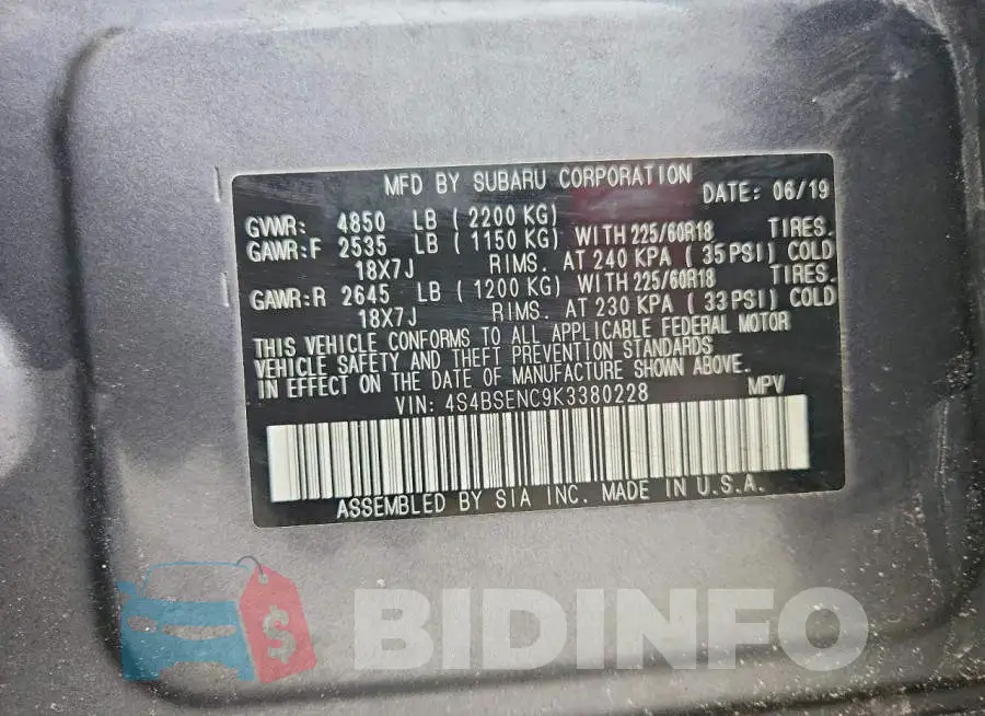 4S4BSENC9K3380228 Photo# 13