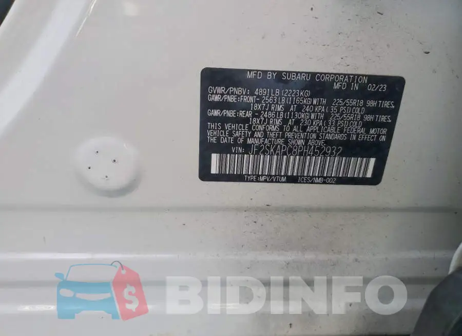 JF2SKAPC8PH452932 Photo# 13