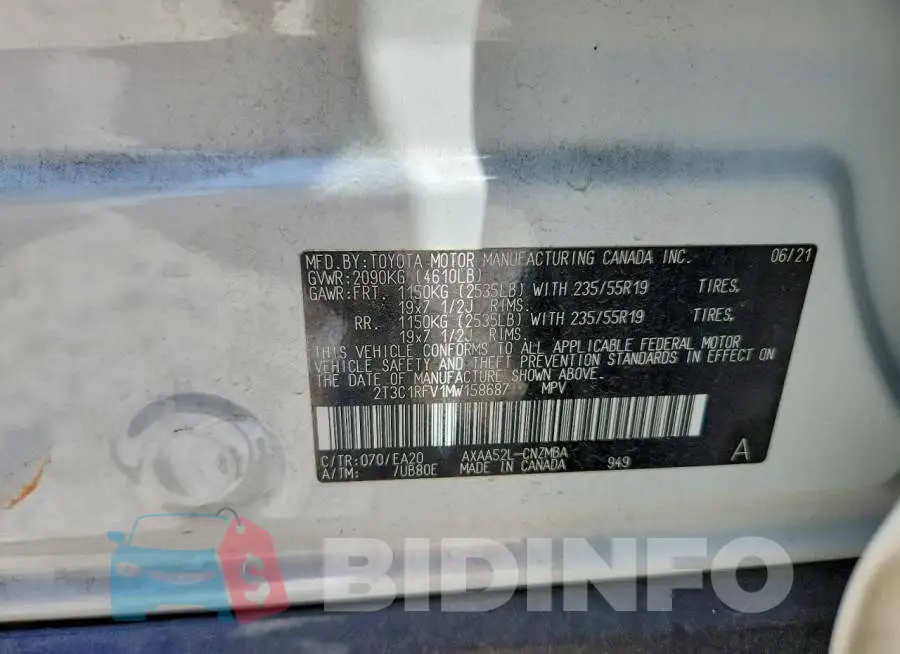 2T3C1RFV1MW158687 Photo# 13