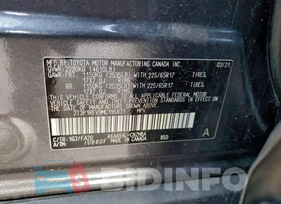 2T3P1RFV9MC195831 Photo# 13