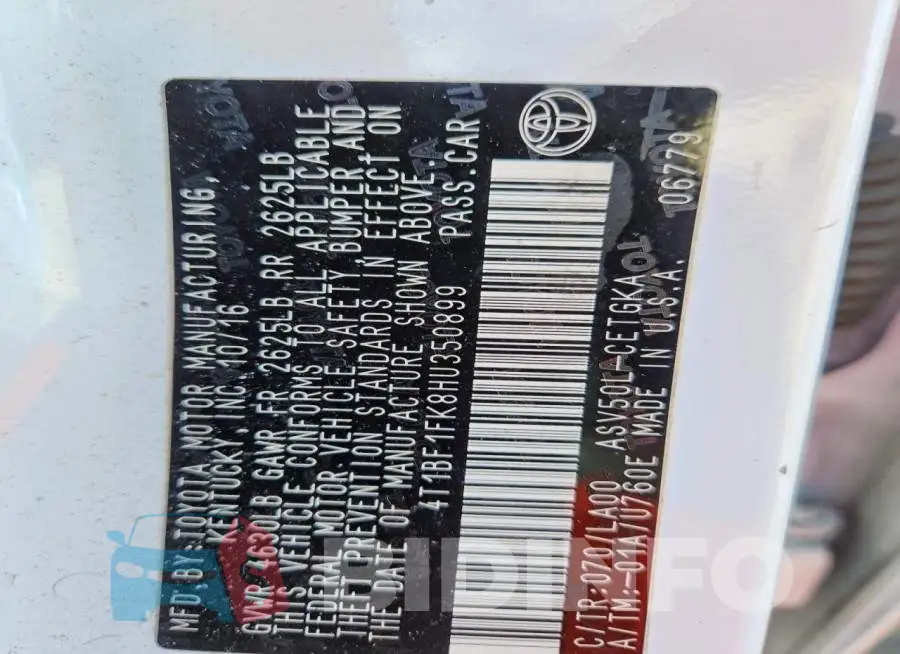 4T1BF1FK8HU350899 Photo# 12